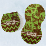 Green & Brown Toile & Chevron Burp Pads - Velour - Set of 2 w/ Name or Text