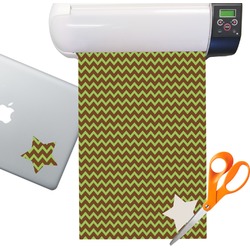 Green & Brown Toile & Chevron Sticker Vinyl Sheet (Permanent)