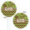 Green & Brown Toile & Chevron White Plastic 5.5" Stir Stick - Double Sided - Round - Front & Back