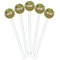 Green & Brown Toile & Chevron White Plastic 5.5" Stir Stick - Fan View