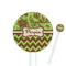 Green & Brown Toile & Chevron White Plastic 5.5" Stir Stick - Round - Closeup