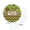 Green & Brown Toile & Chevron White Plastic 5.5" Stir Stick - Single Sided - Round - Front & Back