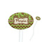 Green & Brown Toile & Chevron White Plastic 7" Stir Stick - Oval - Closeup