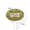 Green & Brown Toile & Chevron White Plastic 7" Stir Stick - Single Sided - Oval - Front & Back