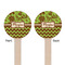 Green & Brown Toile & Chevron Wooden 6" Stir Stick - Round - Double Sided - Front & Back