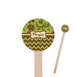 Green & Brown Toile & Chevron 7.5" Round Wooden Stir Sticks - Double Sided (Personalized)