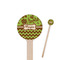 Green & Brown Toile & Chevron Wooden 7.5" Stir Stick - Round - Closeup