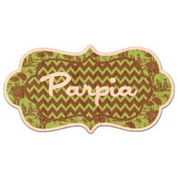 Green & Brown Toile & Chevron Genuine Maple or Cherry Wood Sticker (Personalized)