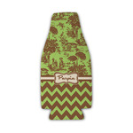 Green & Brown Toile & Chevron Zipper Bottle Cooler (Personalized)