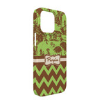 Green & Brown Toile & Chevron iPhone Case - Plastic - iPhone 13 (Personalized)