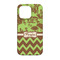 Green & Brown Toile & Chevron iPhone 13 Case - Back