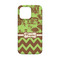 Green & Brown Toile & Chevron iPhone 13 Mini Case - Back