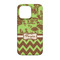 Green & Brown Toile & Chevron iPhone 13 Pro Case - Back