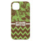 Green & Brown Toile & Chevron iPhone 14 Plus Case - Back