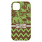 Green & Brown Toile & Chevron iPhone 14 Pro Max Case - Back