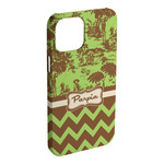 Green & Brown Toile & Chevron iPhone Case - Plastic - iPhone 15 Plus (Personalized)