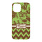 Green & Brown Toile & Chevron iPhone 15 Pro Case - Back