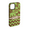 Green & Brown Toile & Chevron iPhone 15 Pro Tough Case - Angle