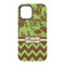 Green & Brown Toile & Chevron iPhone 15 Pro Tough Case - Back