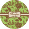 Green & Brown Toile 1" Multipurpose Round Labels - Single Sticker