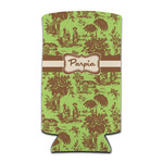 Green & Brown Toile Can Cooler (tall 12 oz) (Personalized)