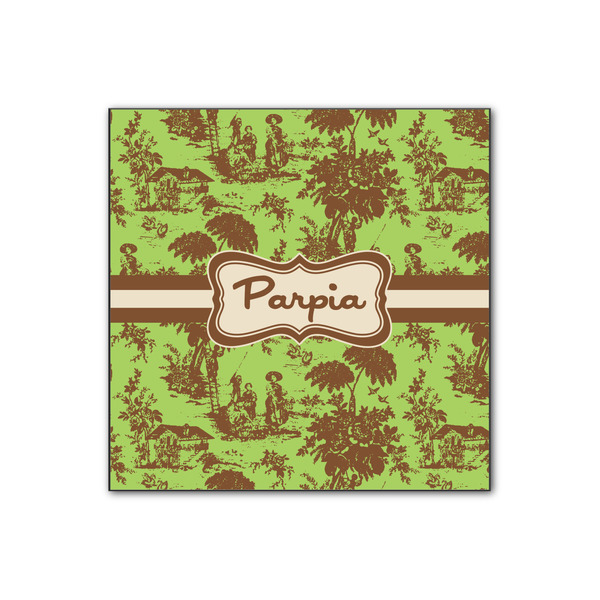 Custom Green & Brown Toile Wood Print - 12x12 (Personalized)