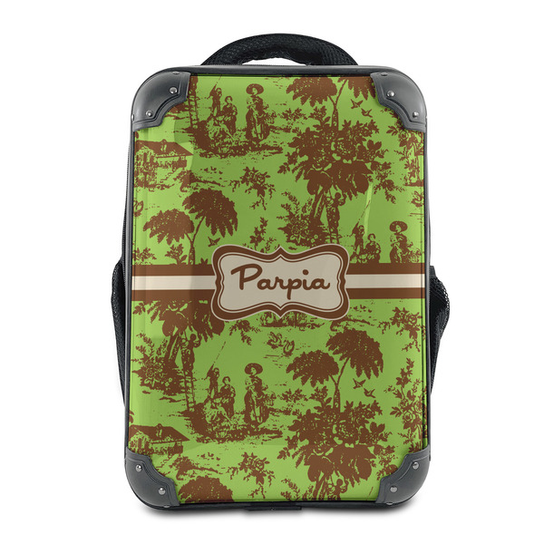 Custom Green & Brown Toile 15" Hard Shell Backpack (Personalized)