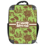 Green & Brown Toile 18" Hard Shell Backpack (Personalized)