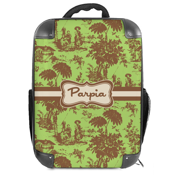 Custom Green & Brown Toile 18" Hard Shell Backpack (Personalized)