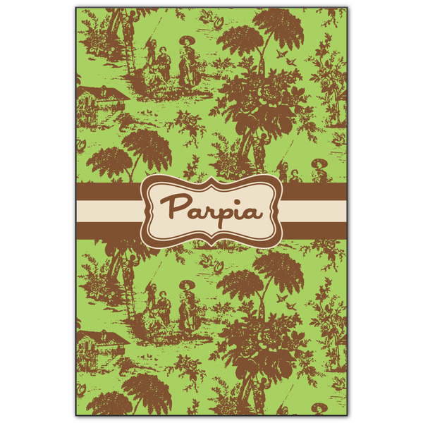 Custom Green & Brown Toile Wood Print - 20x30 (Personalized)