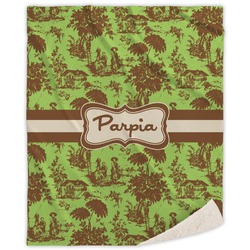 Green & Brown Toile Sherpa Throw Blanket - 50"x60" (Personalized)