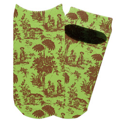 Green & Brown Toile Adult Ankle Socks