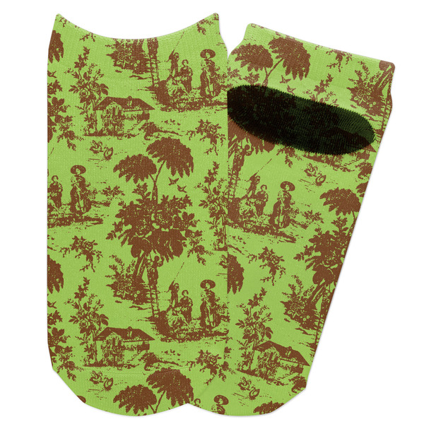 Custom Green & Brown Toile Adult Ankle Socks