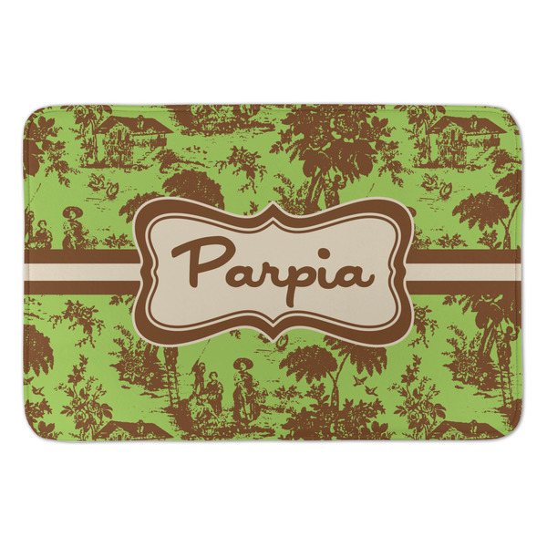 Custom Green & Brown Toile Anti-Fatigue Kitchen Mat (Personalized)