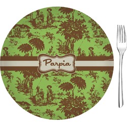 Green & Brown Toile Glass Appetizer / Dessert Plate 8" (Personalized)