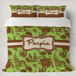 Green & Brown Toile Duvet Cover Set - King (Personalized)