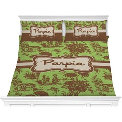 Green & Brown Toile Comforter Set - King (Personalized)