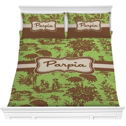 Green & Brown Toile Comforter Set - Full / Queen (Personalized)