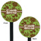 Green & Brown Toile Black Plastic 5.5" Stir Stick - Double Sided - Round - Front & Back