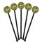 Green & Brown Toile Black Plastic 5.5" Stir Stick - Round - Fan View