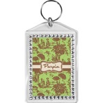 Green & Brown Toile Bling Keychain (Personalized)