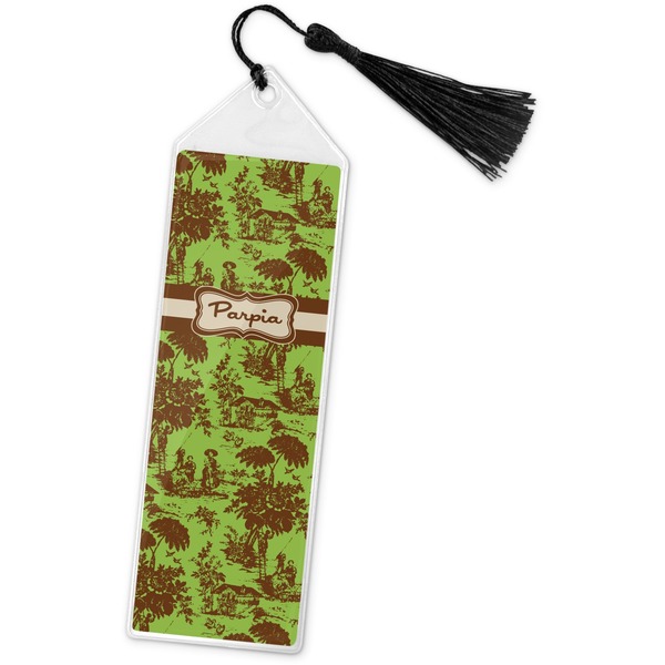 Custom Green & Brown Toile Book Mark w/Tassel (Personalized)