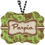 Green & Brown Toile Rear View Mirror Decor (Personalized)