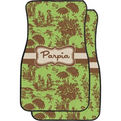 Green & Brown Toile Car Floor Mats (Front Seat) (Personalized)