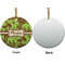 Green & Brown Toile Ceramic Flat Ornament - Circle Front & Back (APPROVAL)