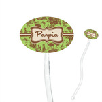 Green & Brown Toile 7" Oval Plastic Stir Sticks - Clear (Personalized)