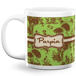 Green & Brown Toile 20 Oz Coffee Mug - White (Personalized)