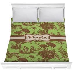 Green & Brown Toile Comforter - Full / Queen (Personalized)