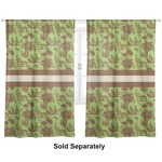 Green & Brown Toile Curtain Panel - Custom Size