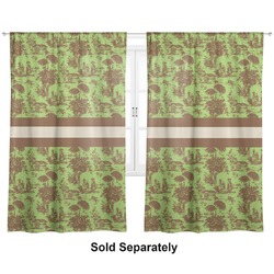 Green & Brown Toile Curtain Panel - Custom Size